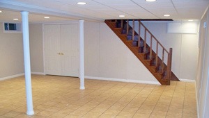 A complete finished basement system in a Malden home